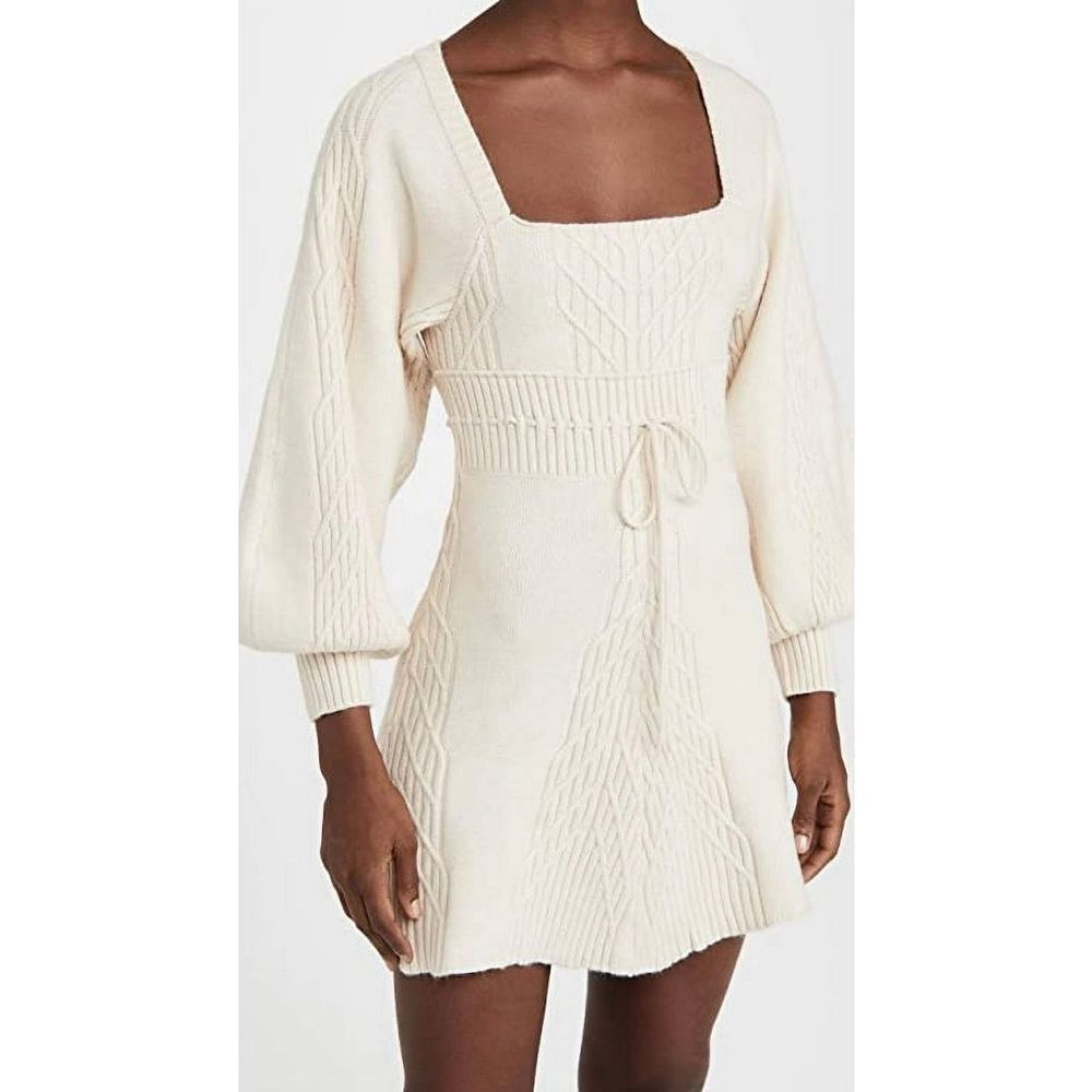 Free People Women's Emmaline Evening Cream, Off White Knitted Mini Dress XL